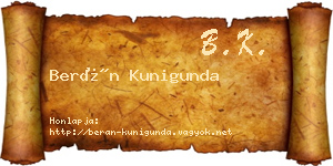 Berán Kunigunda névjegykártya